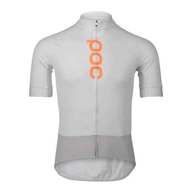 Maillot Route POC Essential Road Logo Blanc/Gris